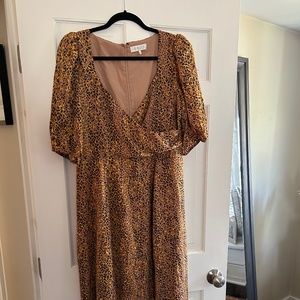 Cheetah Print Wrap Midi Dress